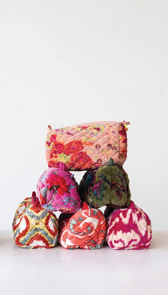 Quilted Velvet Zip Bag - Box Turtle