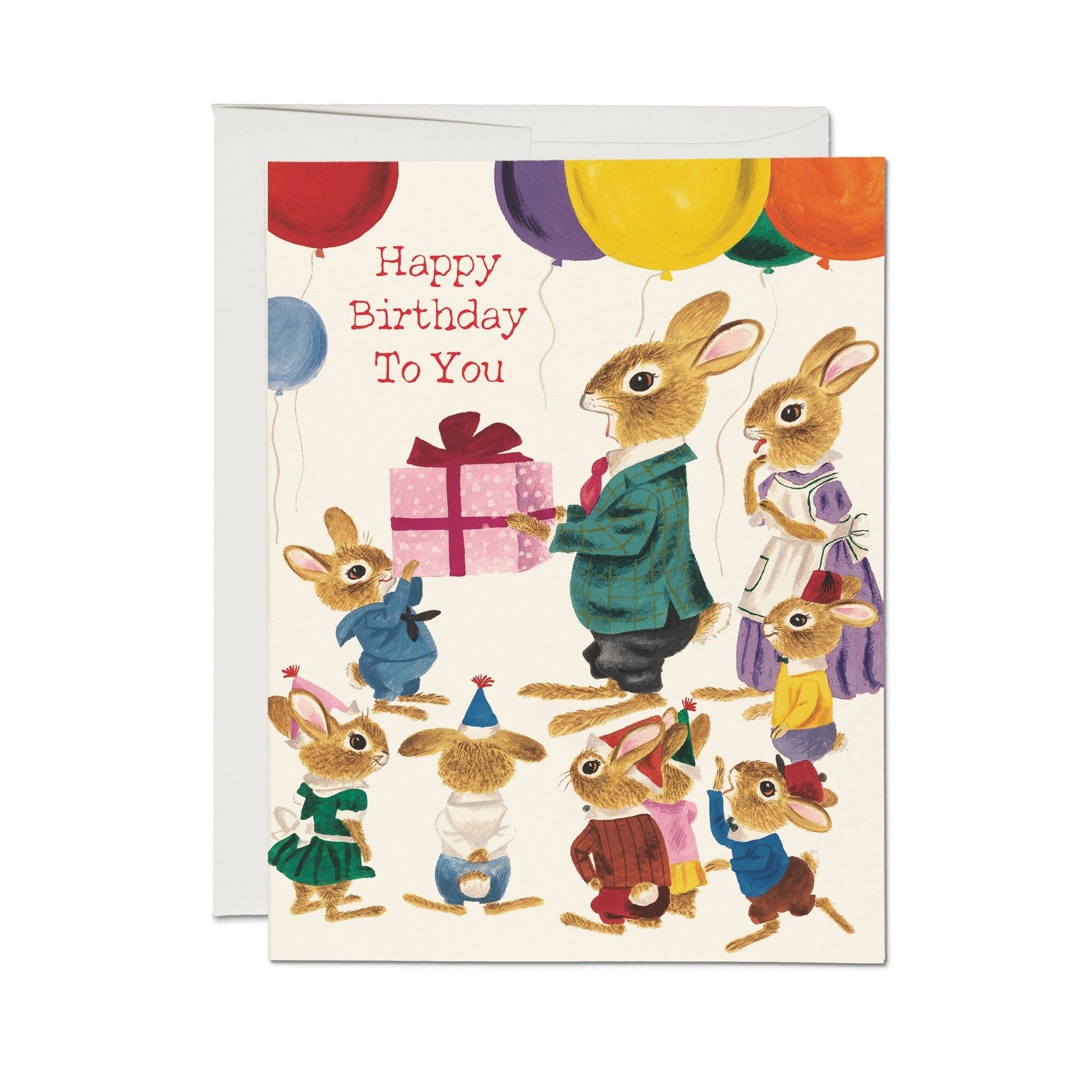 Rabbit Party Greeting Card - Box Turtle
