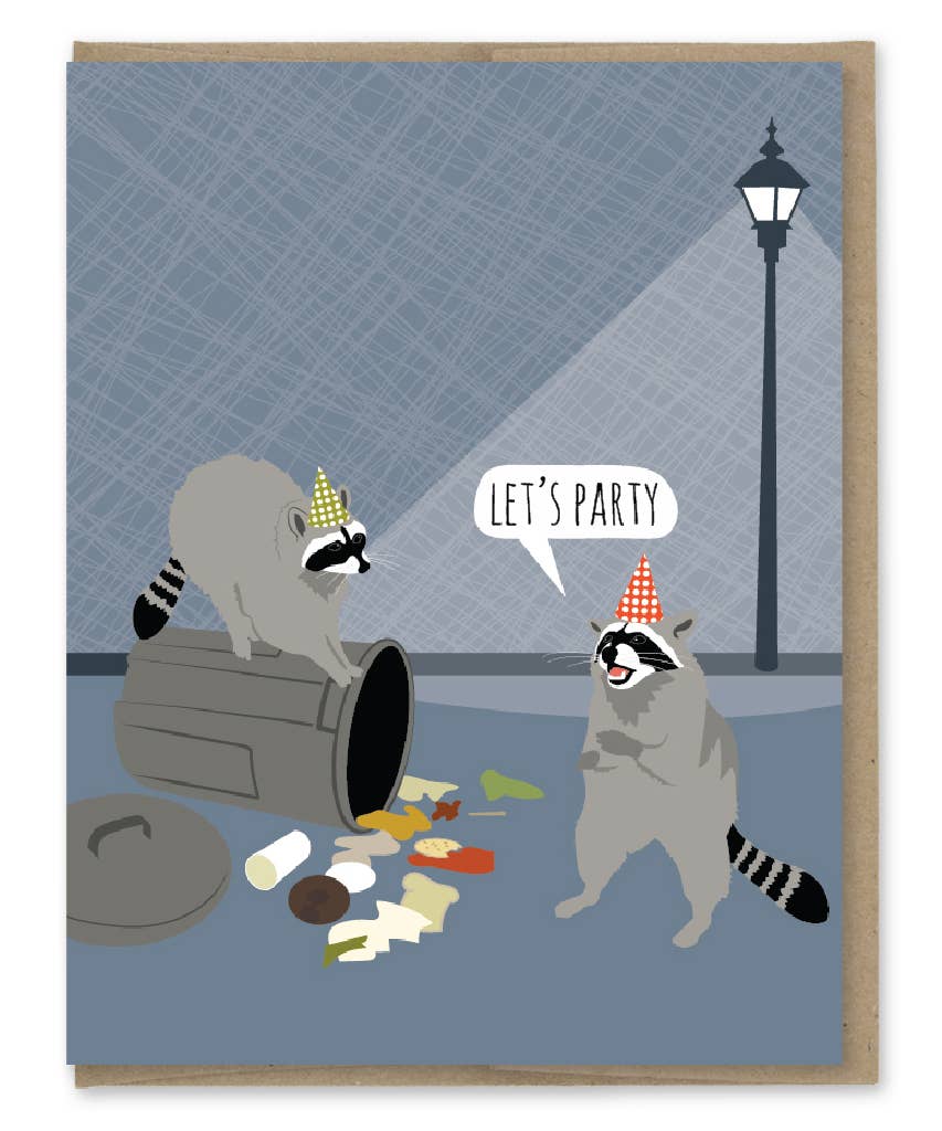 Raccoon Party Birthday Card - Box Turtle