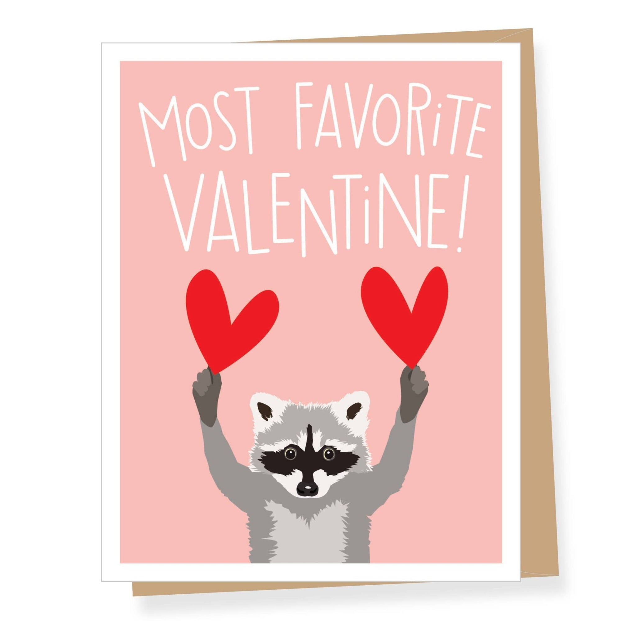 Raccoon with Red Hearts Valentine's Day Card - Box Turtle