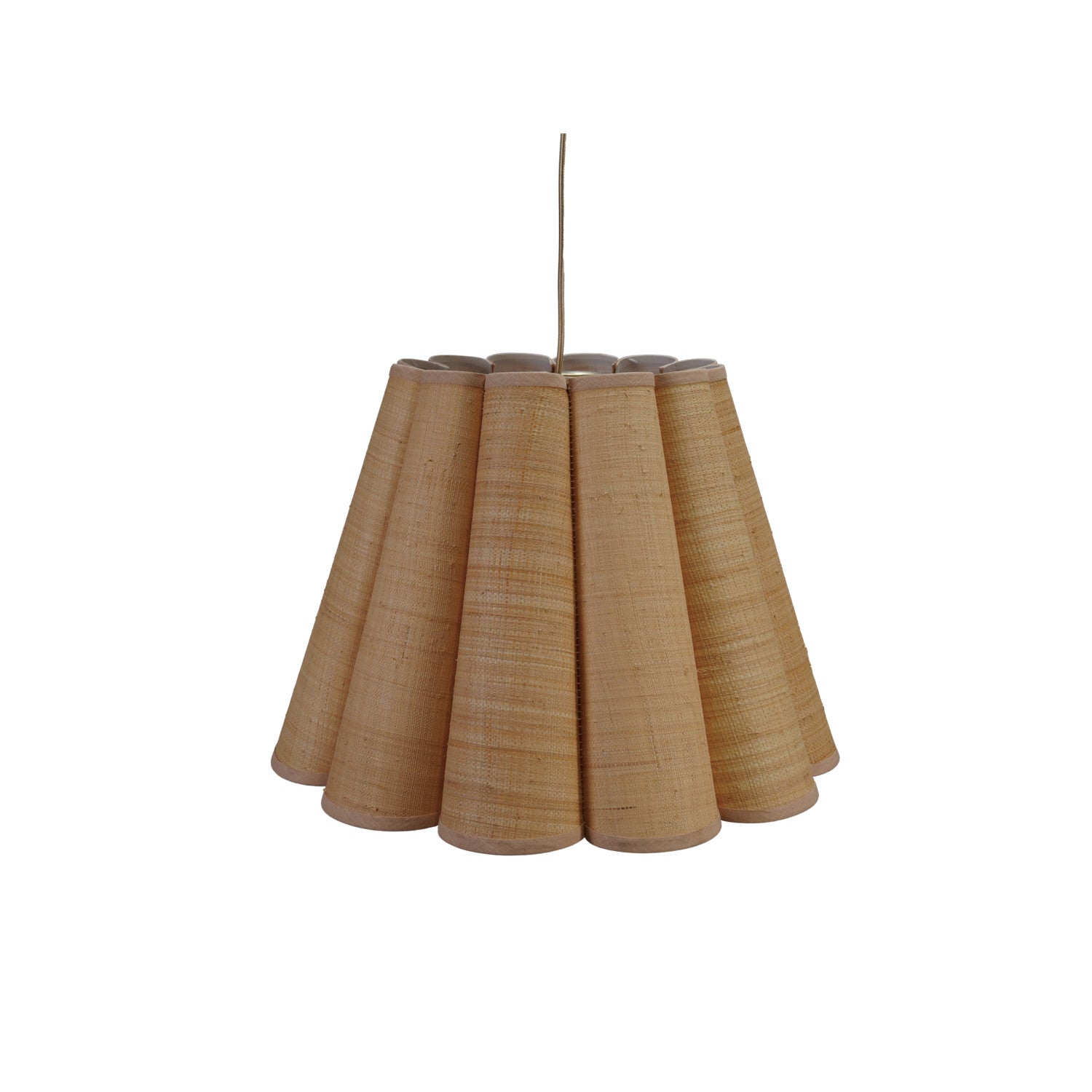 Raffia Scalloped Pendant Lamp with Linen Trim - Box Turtle
