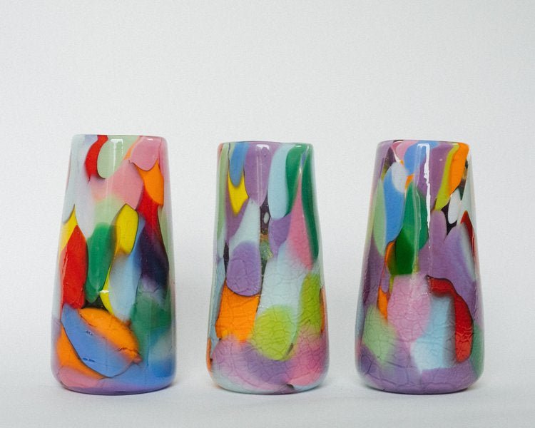 Rainbow Crackle Vase - Box Turtle