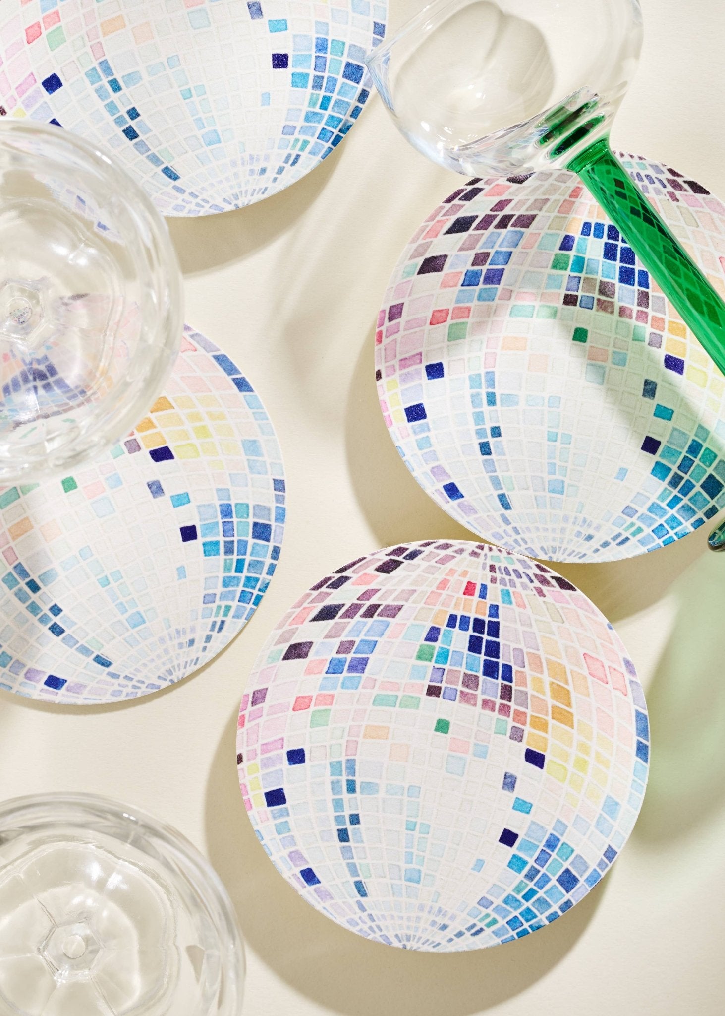 Rainbow Disco Ball Reusable Chipboard Coasters - Box Turtle
