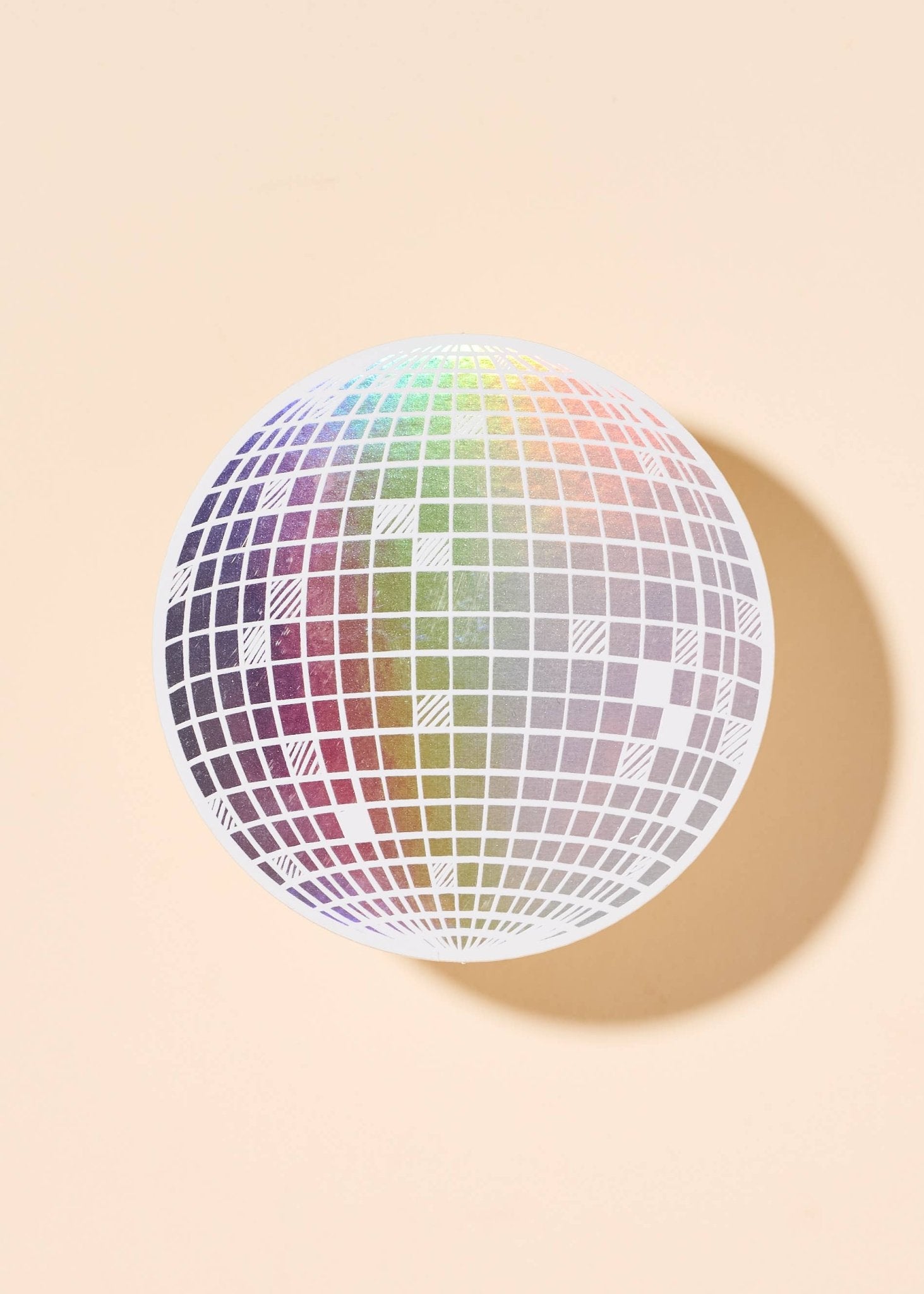 Rainbow Holographic Disco Ball Sticker - Box Turtle