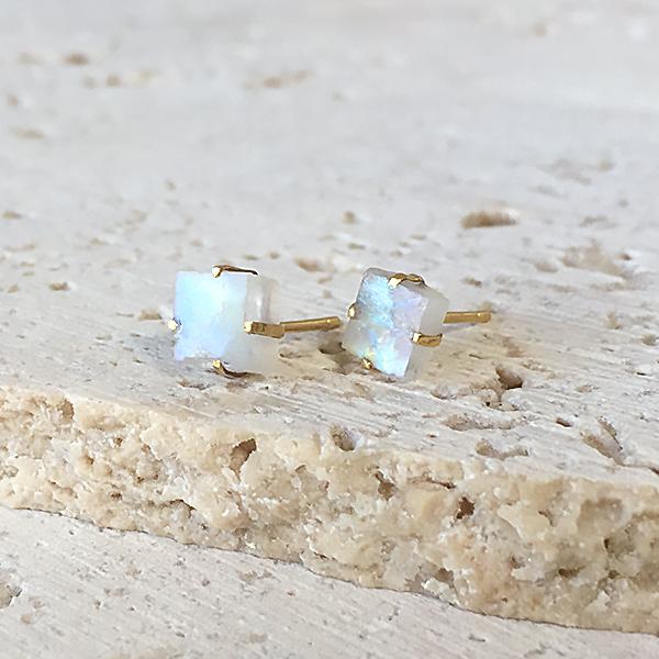 Rainbow Moonstone Stud Earrings