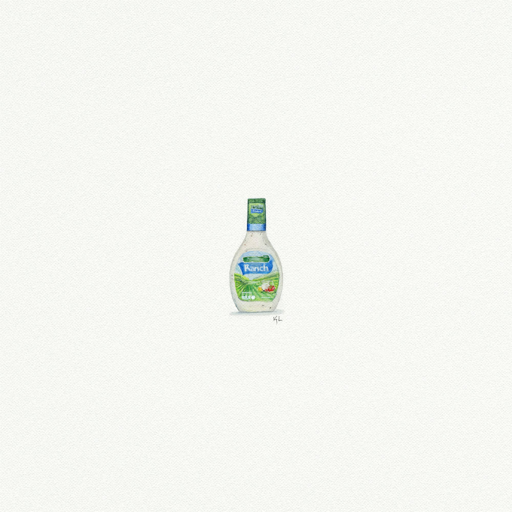 Ranch Dressing Miniature Watercolor Painting - Art Print - Box Turtle