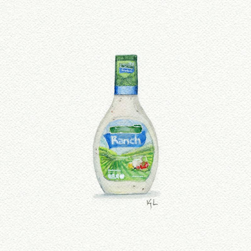 Ranch Dressing Miniature Watercolor Painting - Art Print - Box Turtle