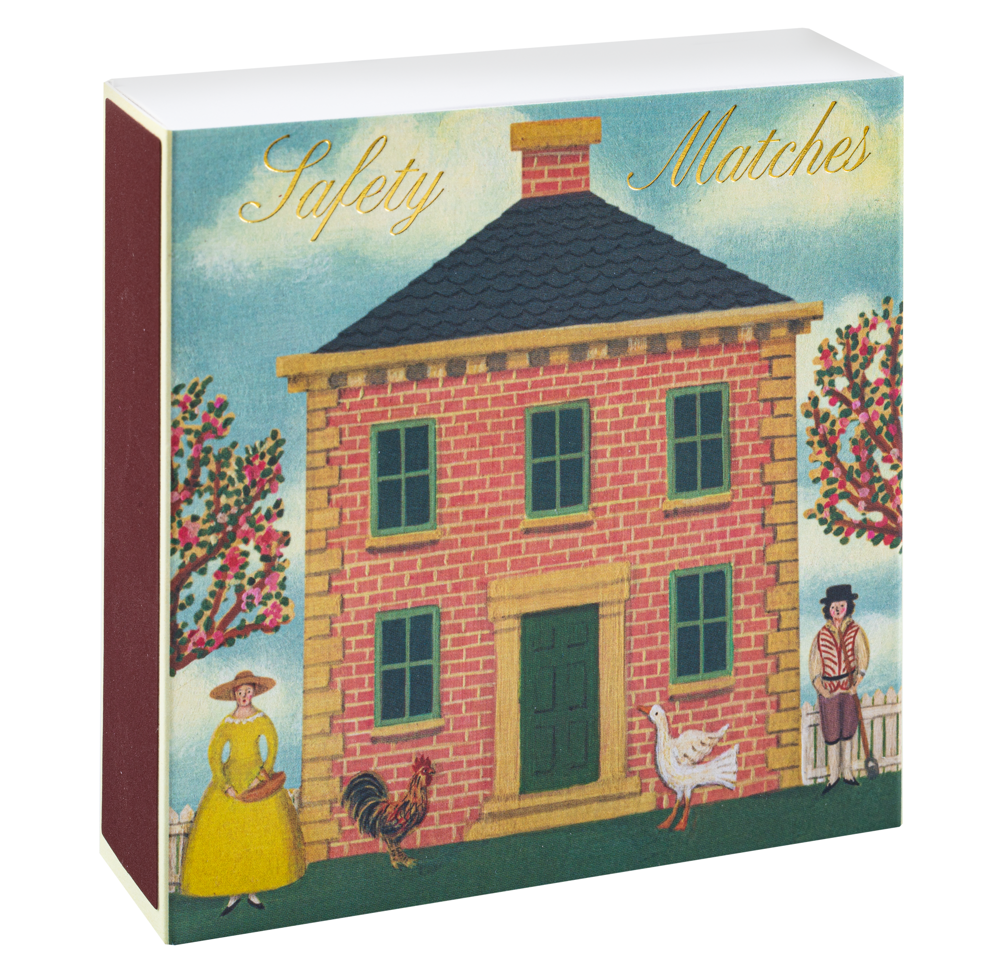 Red Brick - Square Safety Matches - Box Turtle