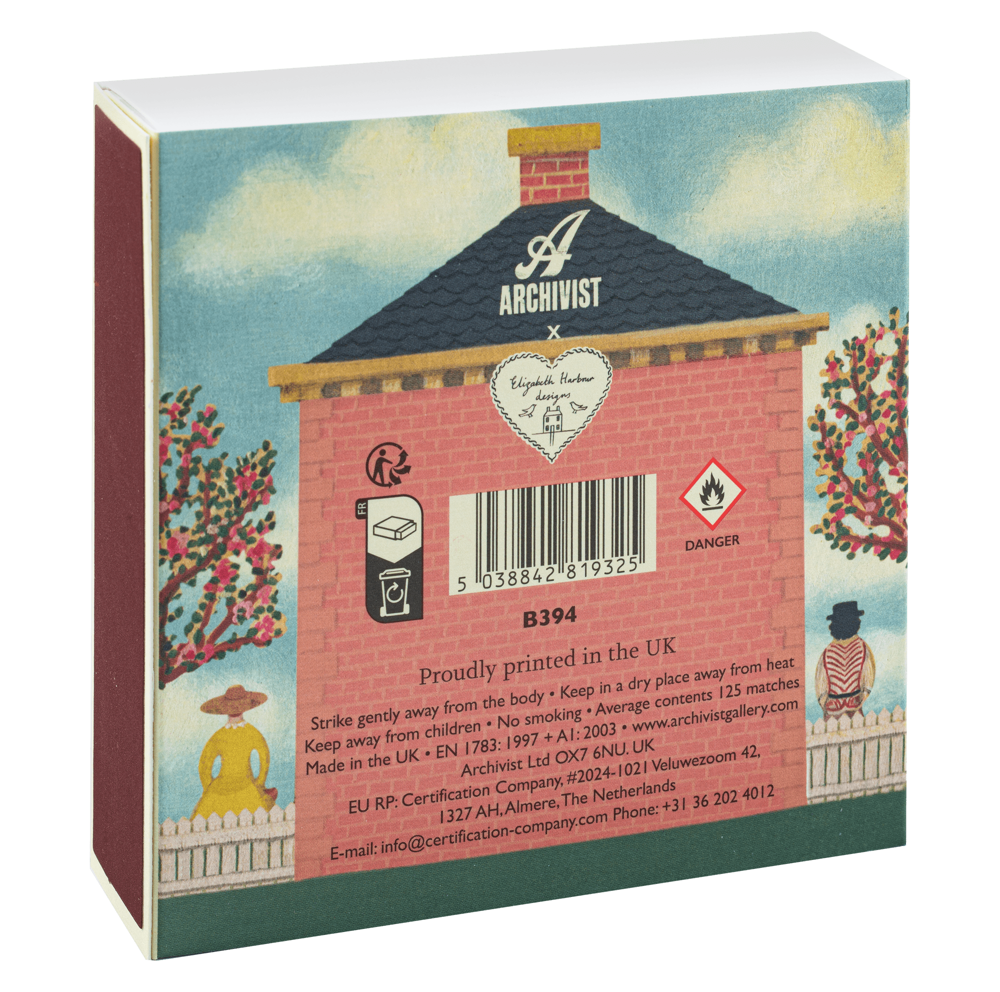 Red Brick - Square Safety Matches - Box Turtle