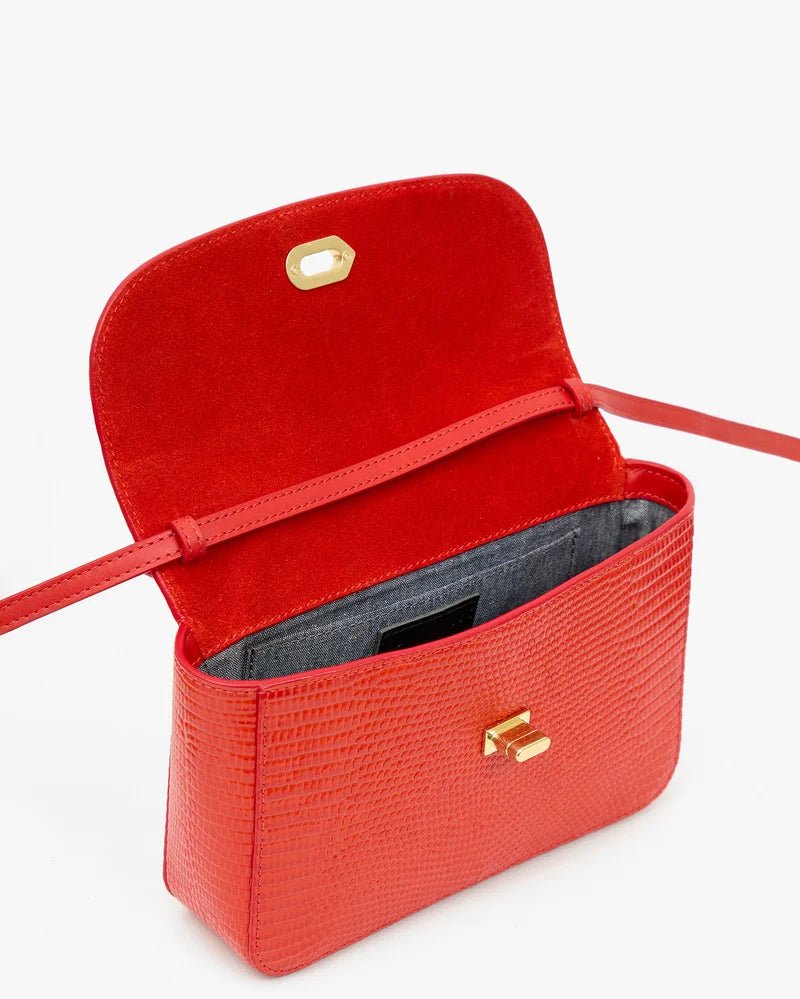Red Glossy Lizard Kathryn Bag - Box Turtle