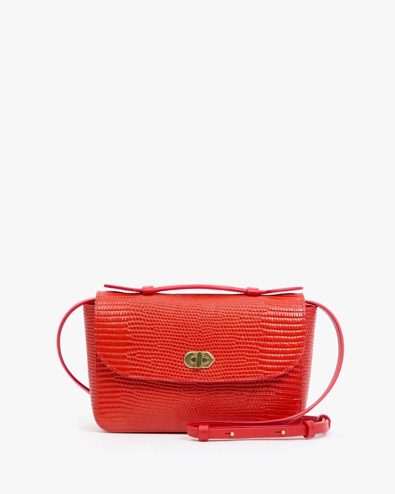 Red Glossy Lizard Kathryn Bag - Box Turtle
