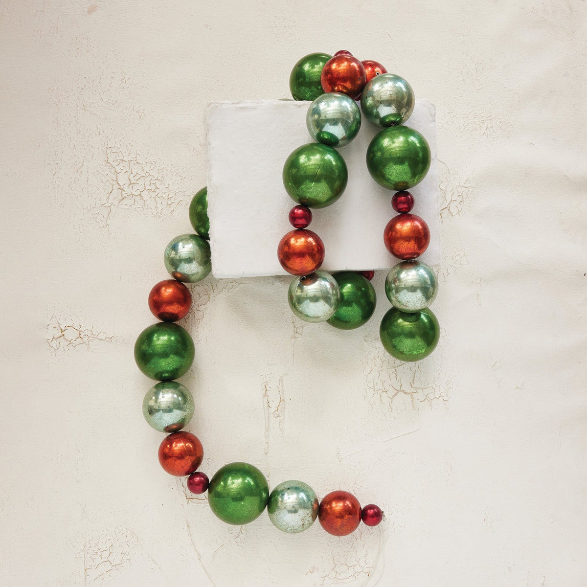 Red, Green, &amp; Silver Plastic Ball Garland - Box Turtle