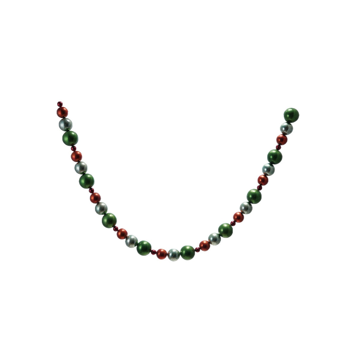 Red, Green, &amp; Silver Plastic Ball Garland - Box Turtle