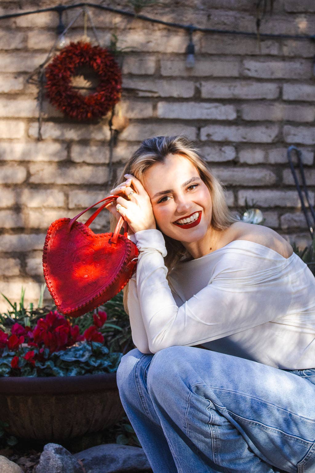 Red Heart Leather Purse - Box Turtle