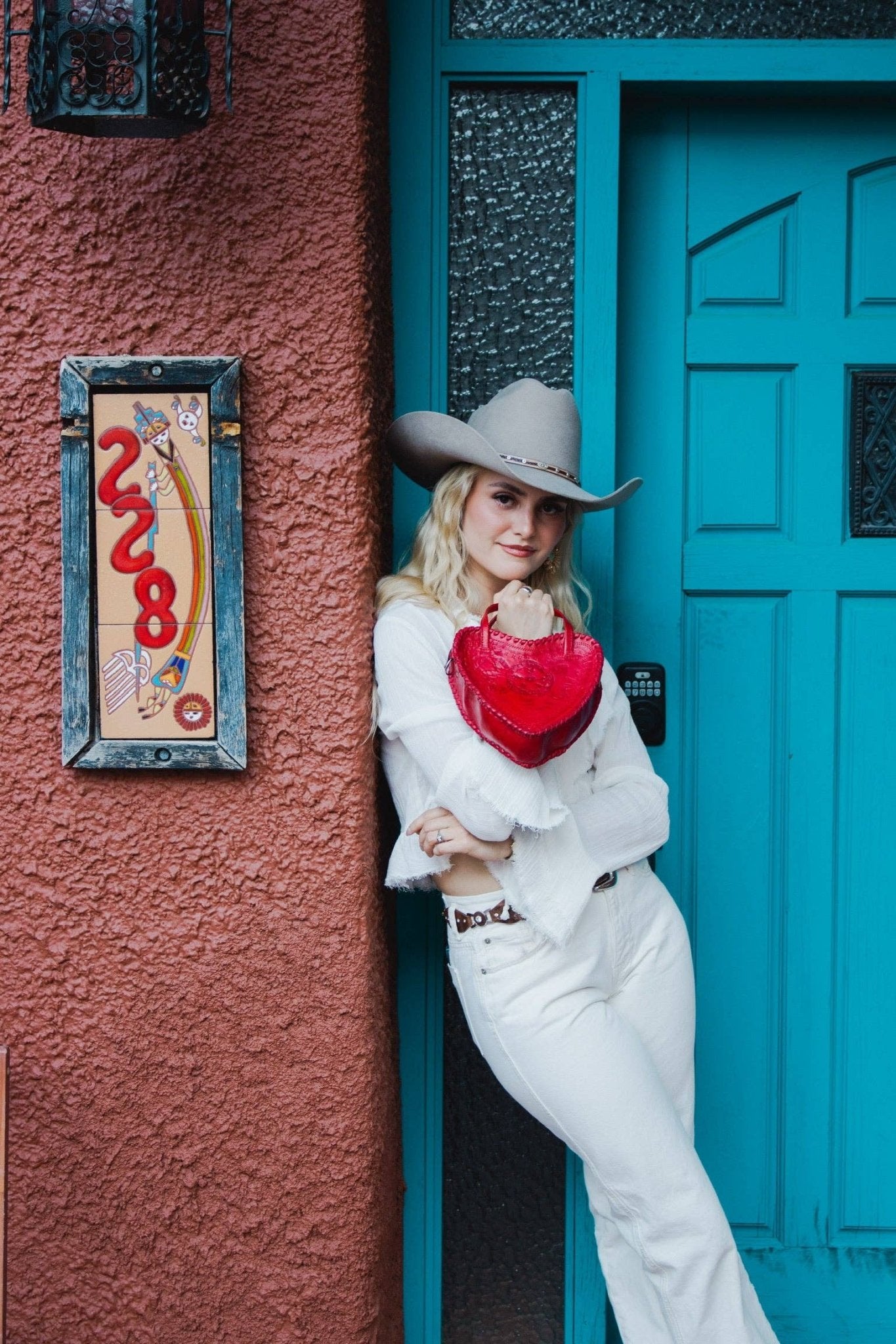 Red Heart Leather Purse - Box Turtle