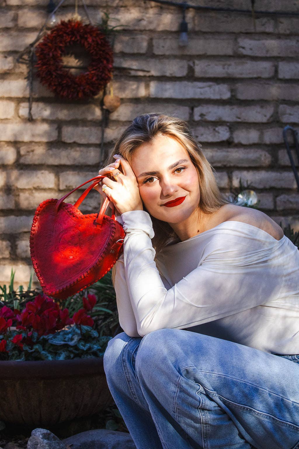 Red Heart Leather Purse - Box Turtle