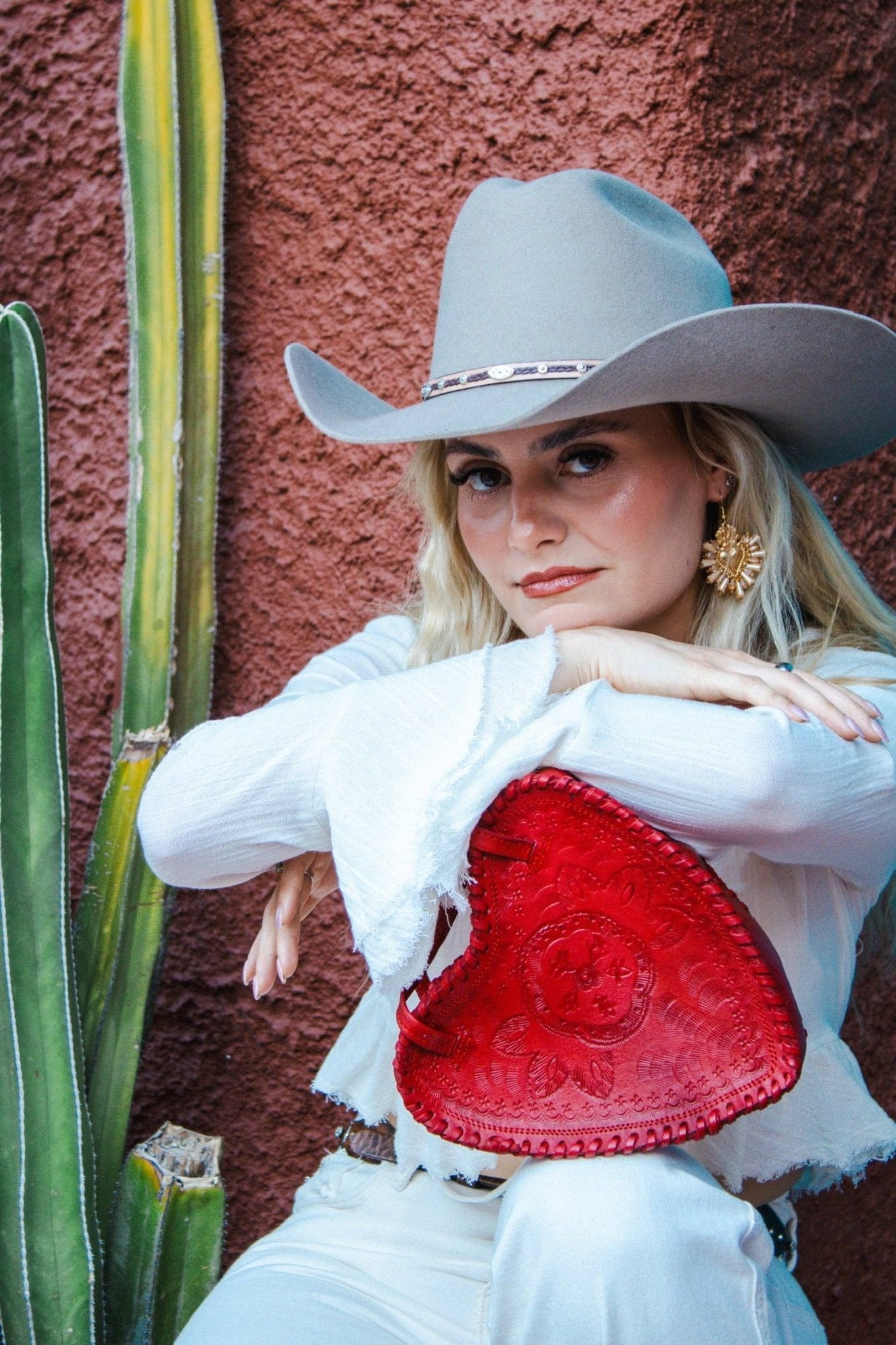 Red Heart Leather Purse - Box Turtle