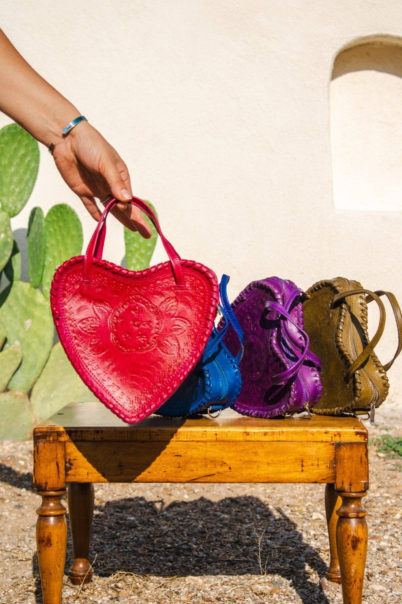 Red Heart Leather Purse - Box Turtle