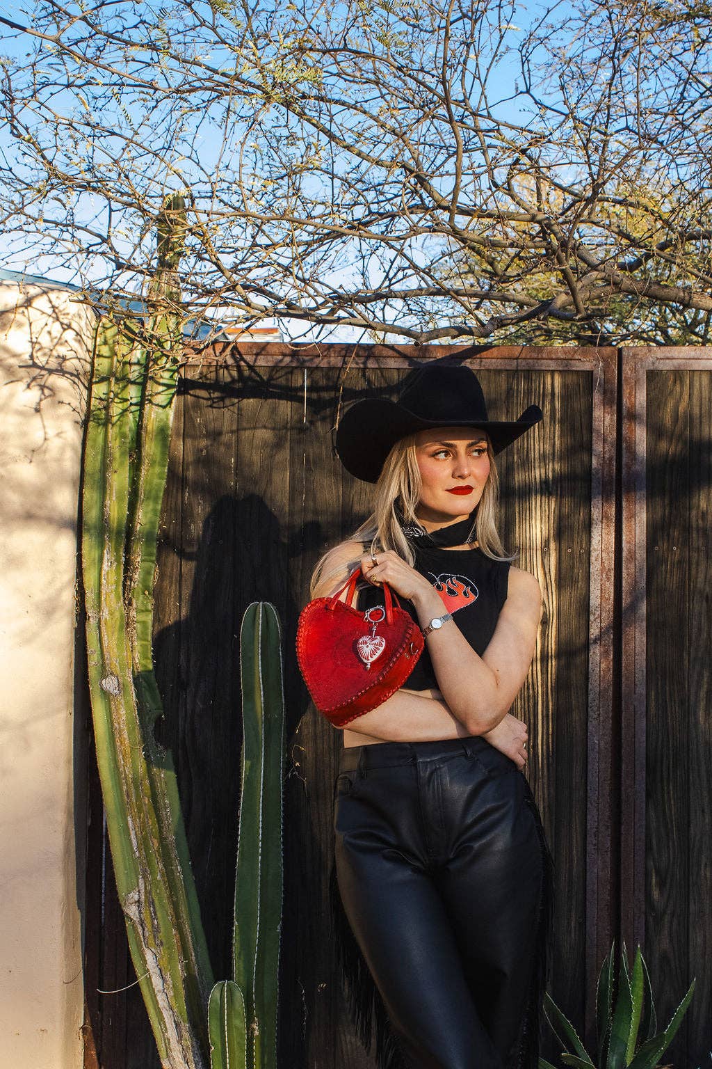 Red Heart Leather Purse - Box Turtle