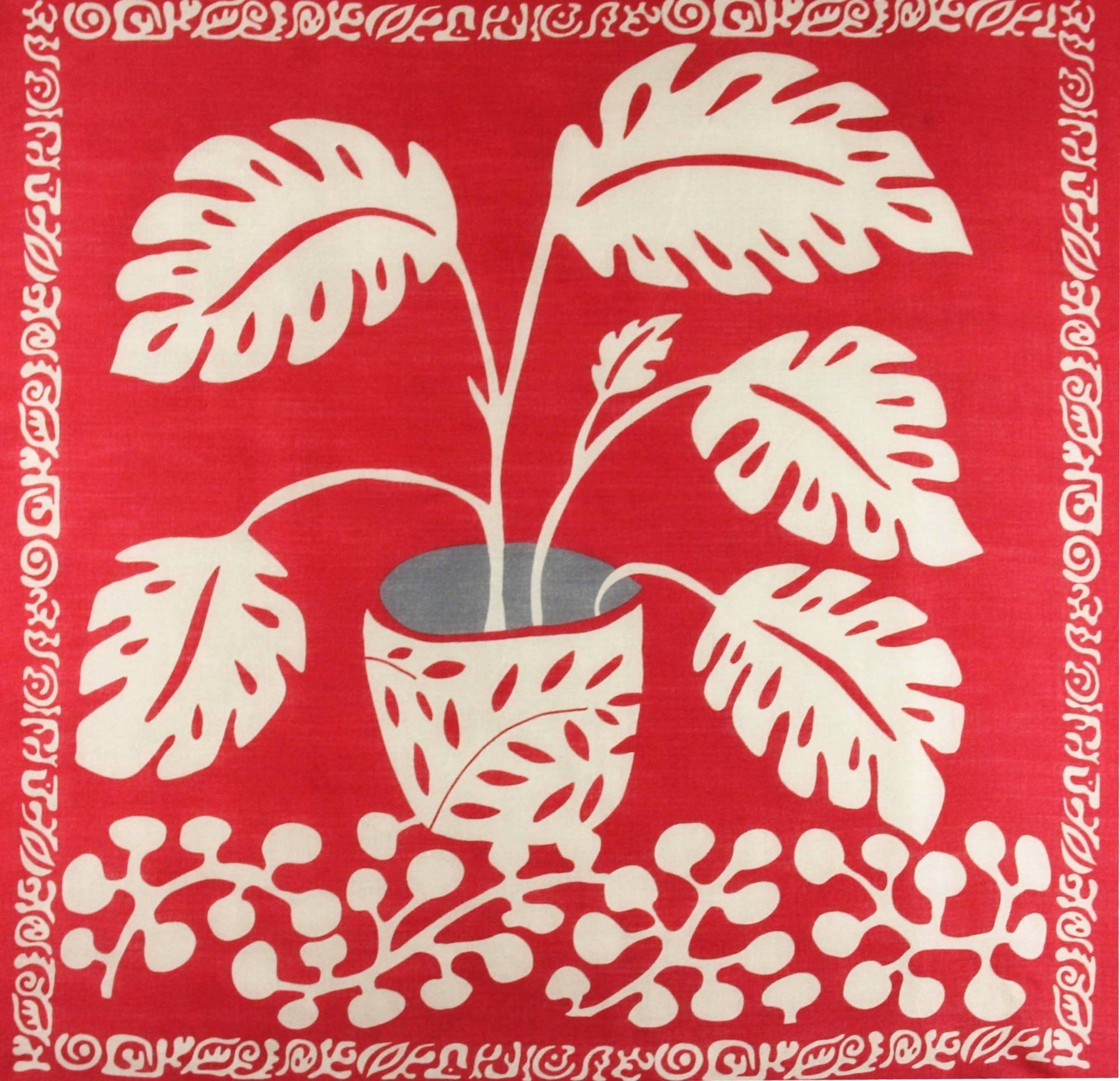 Red Monstera Wool Square Scarf - Box Turtle