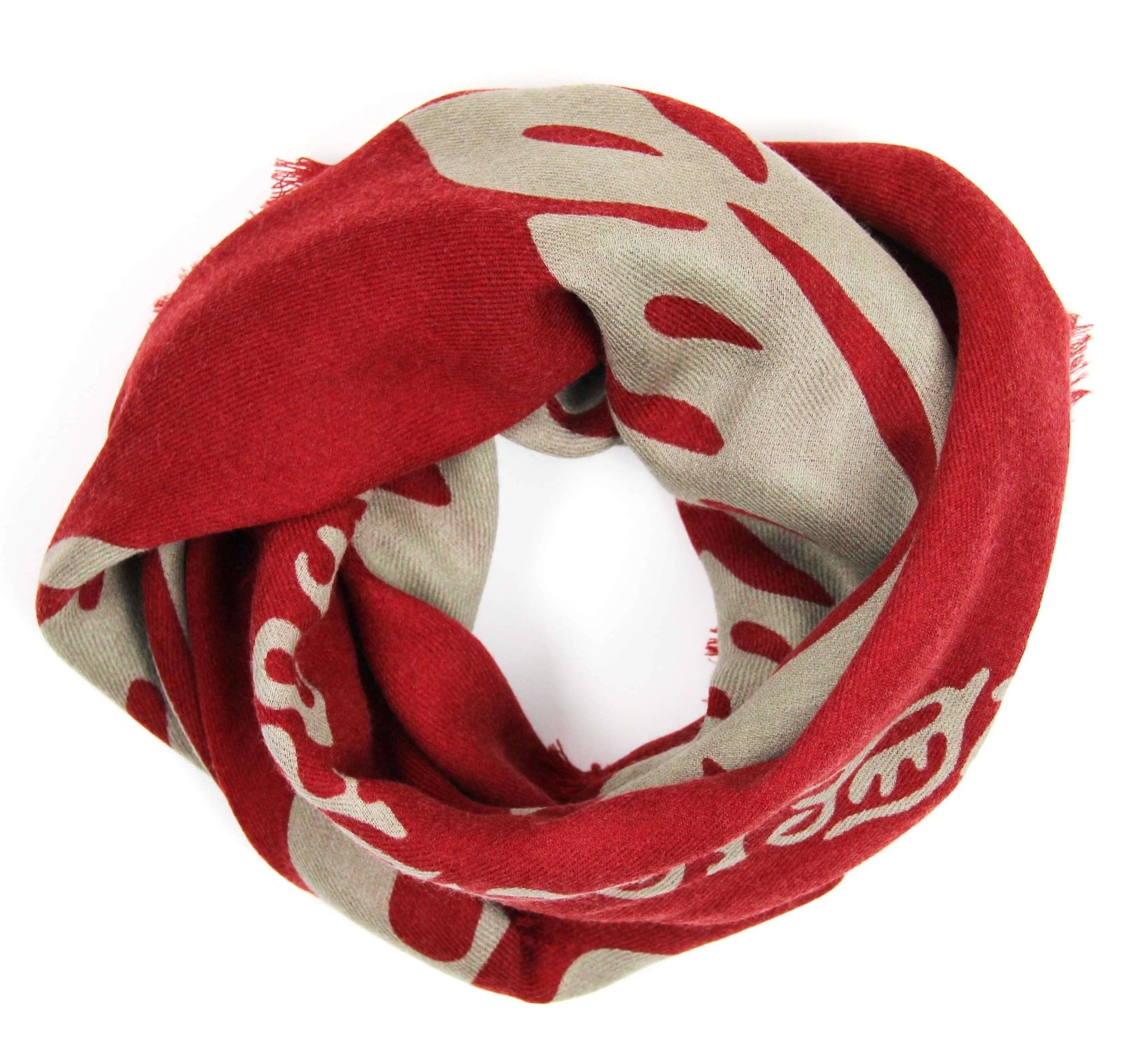 Red Monstera Wool Square Scarf - Box Turtle