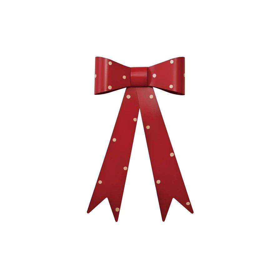 Red Polka Dot Metal Bow Wall Décor - Box Turtle
