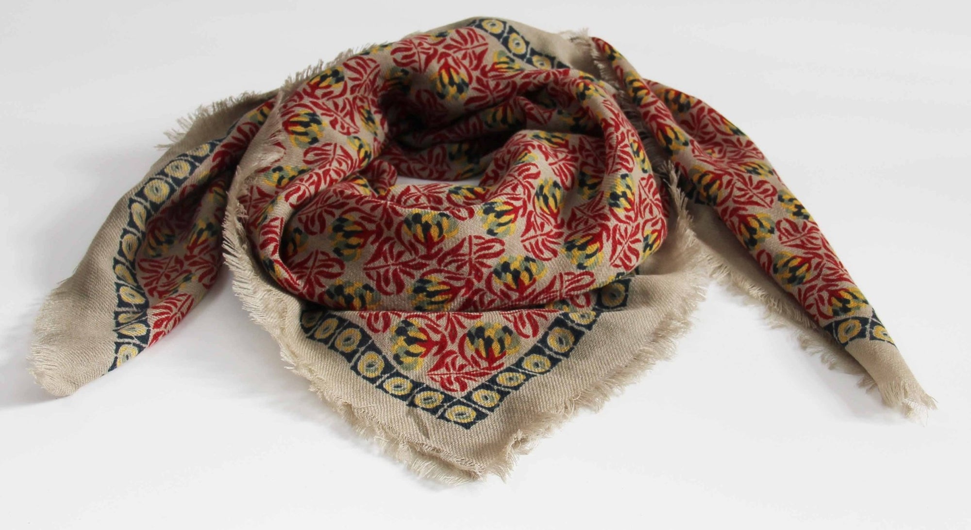 Red Red Poem Wool Square Scarf - Box Turtle