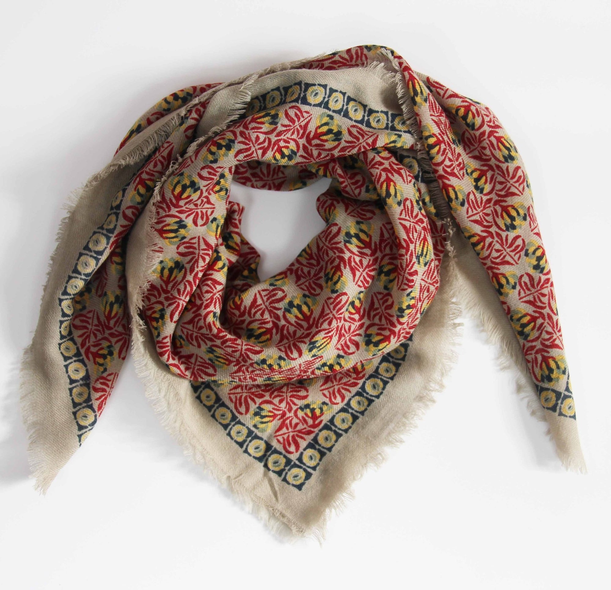 Red Red Poem Wool Square Scarf - Box Turtle