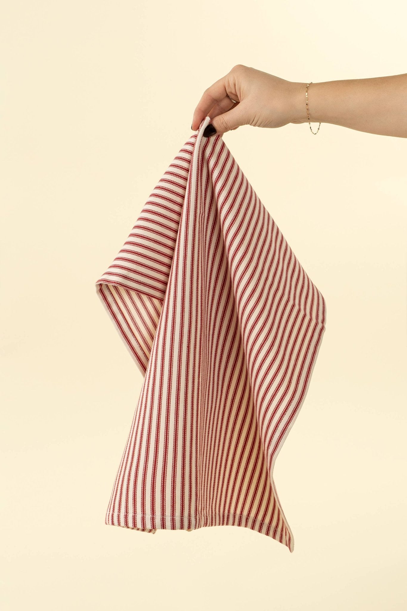 Red Ticking Tea Towel - Box Turtle