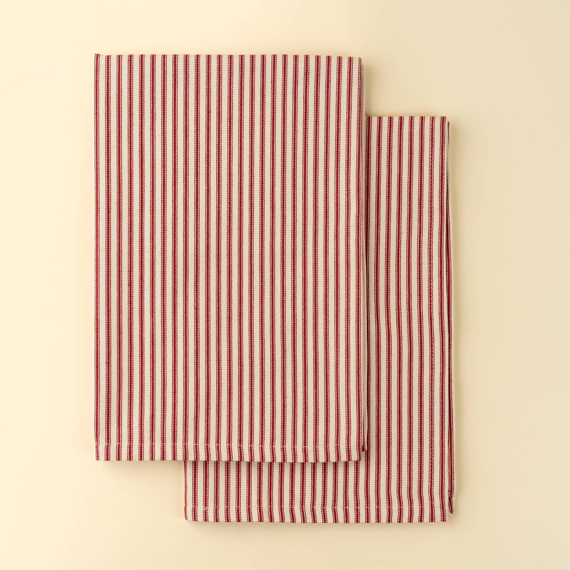 Red Ticking Tea Towel - Box Turtle