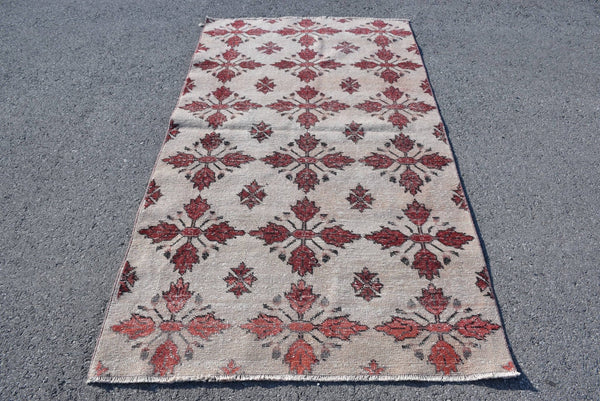 Red White Oriental Wool Turkish Rug - Box Turtle