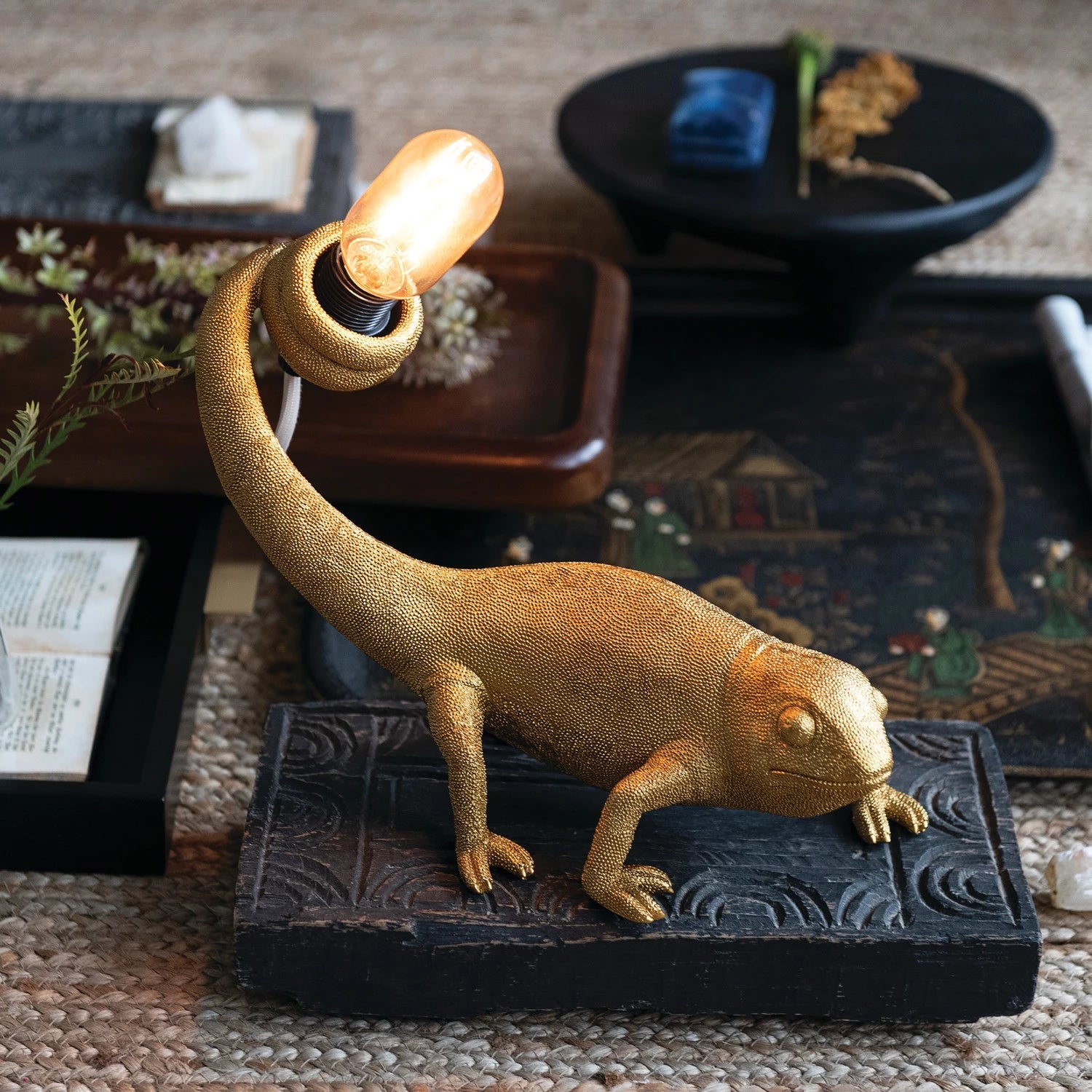 Resin Chameleon Table Lamp - Box Turtle