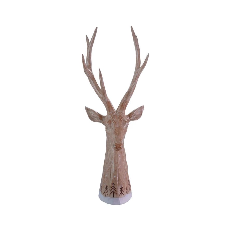 Resin Deer Head with Laser Etched Trees - Box Turtle