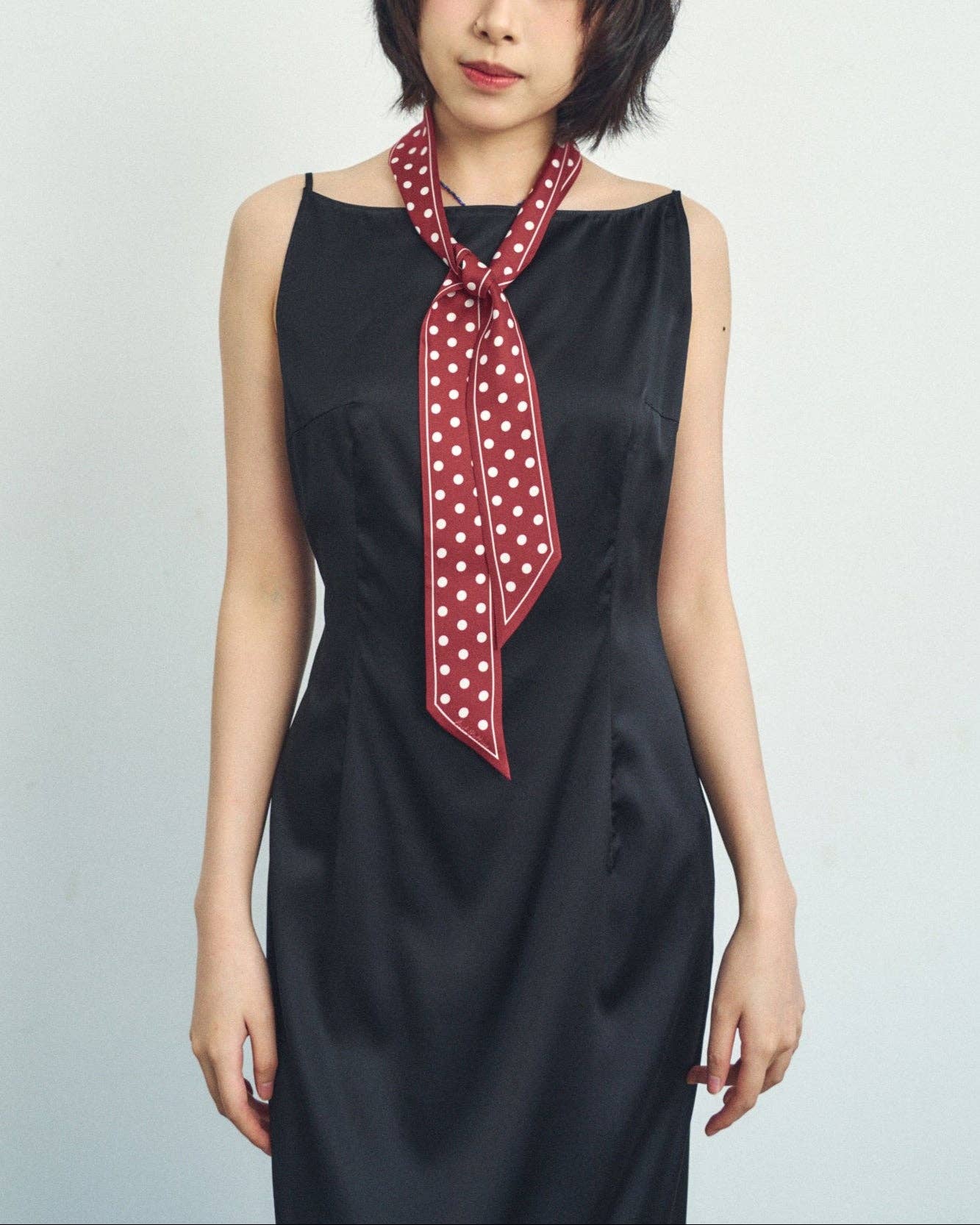 Retro Polka Silk Skinny Scarf - Box Turtle