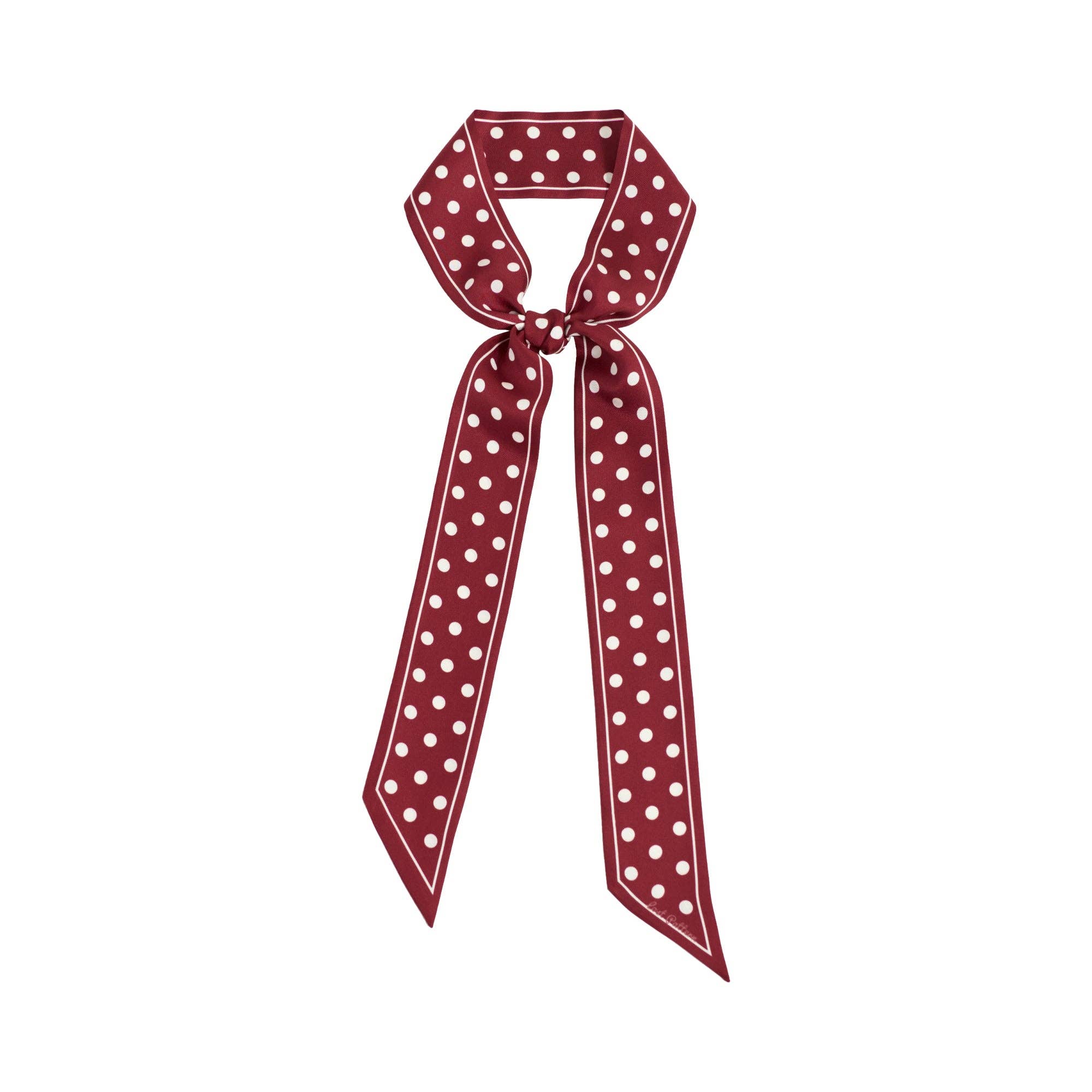 Retro Polka Silk Skinny Scarf - Box Turtle