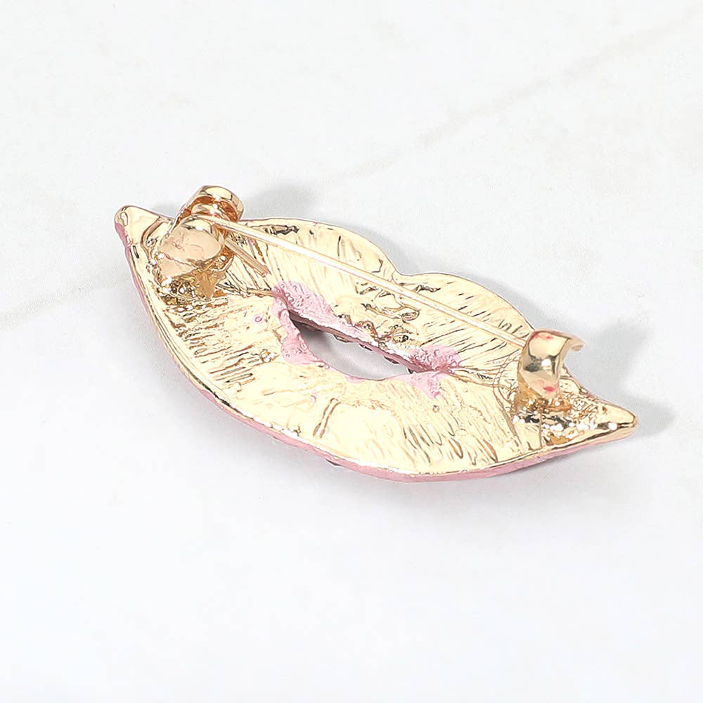 Rhinestone Pave Lip Pin Brooch - Box Turtle