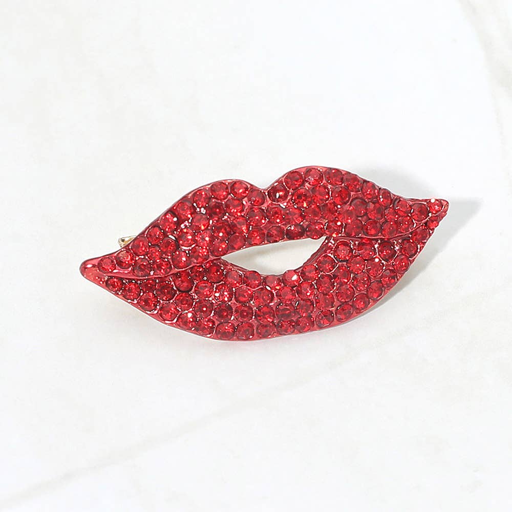 Rhinestone Pave Lip Pin Brooch - Box Turtle