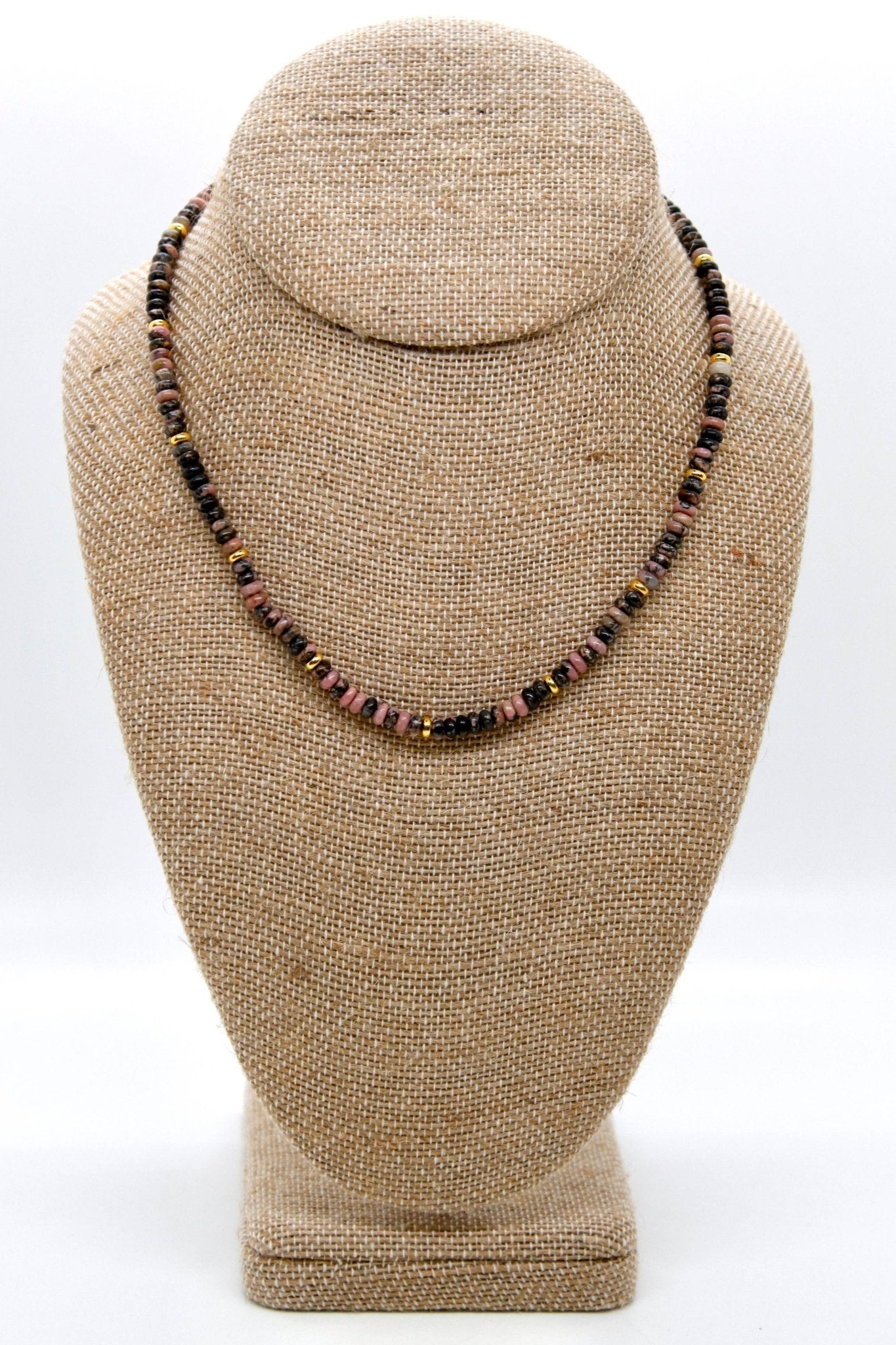 Rhodonite + Gold Necklace - Box Turtle