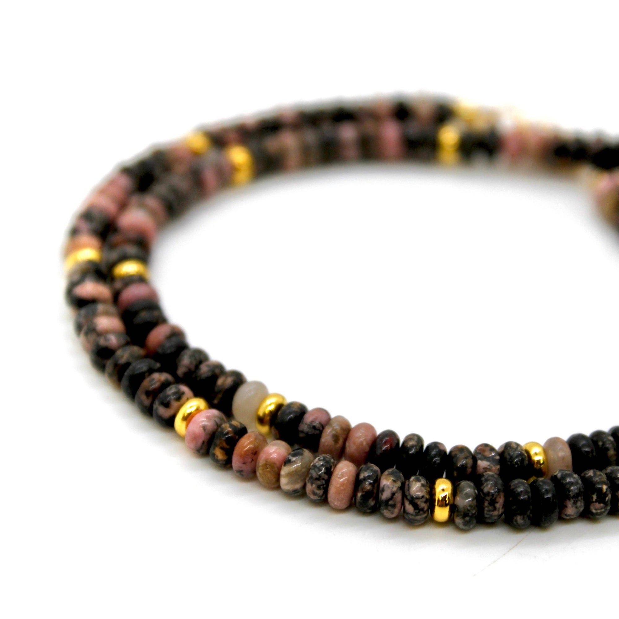Rhodonite + Gold Necklace - Box Turtle