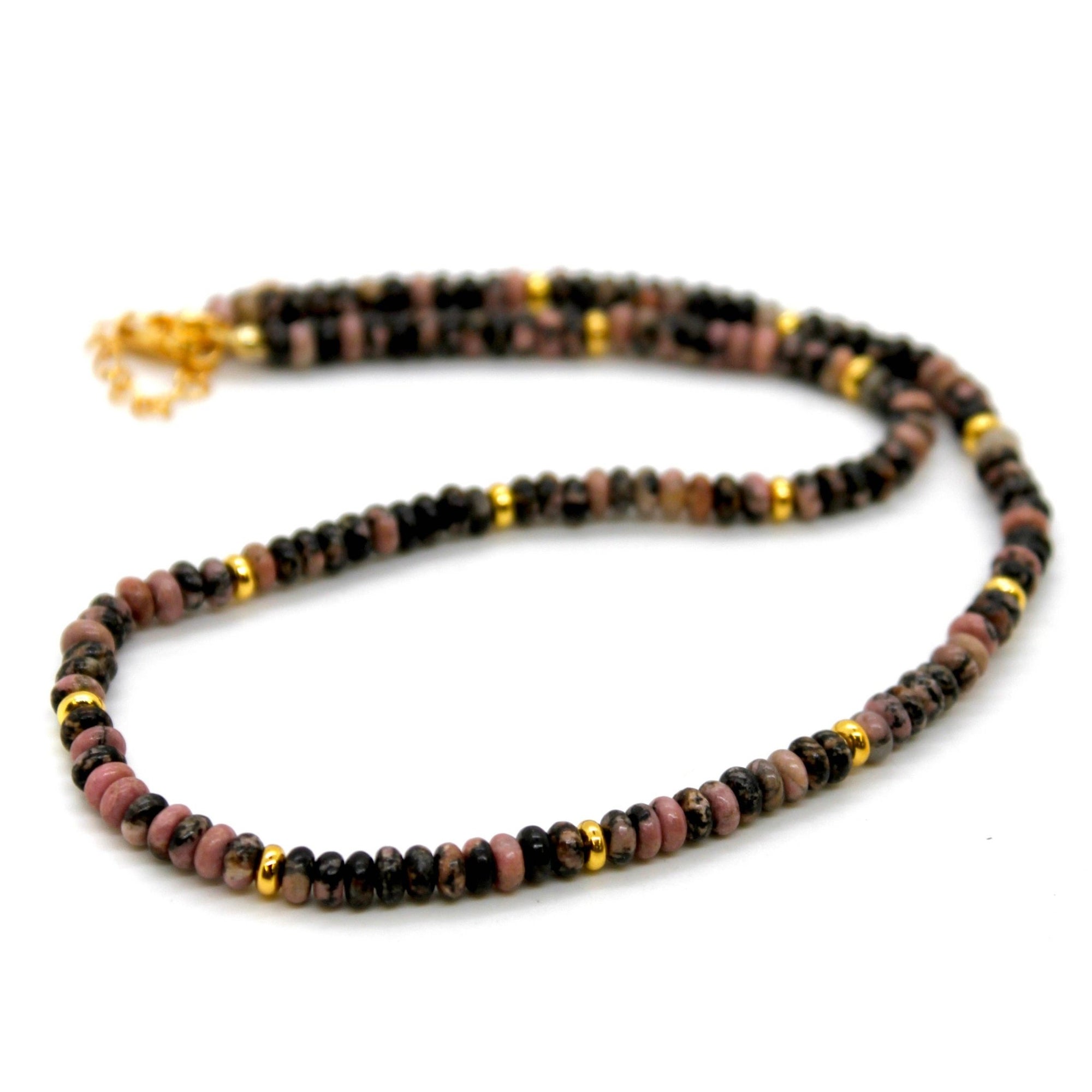 Rhodonite + Gold Necklace - Box Turtle