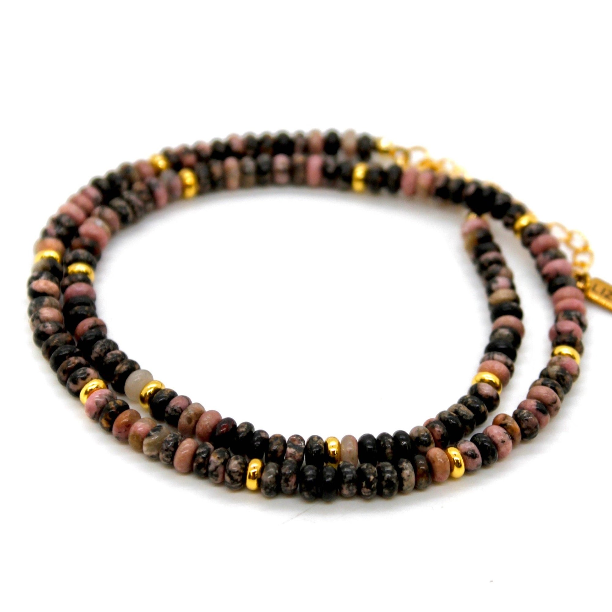 Rhodonite + Gold Necklace - Box Turtle