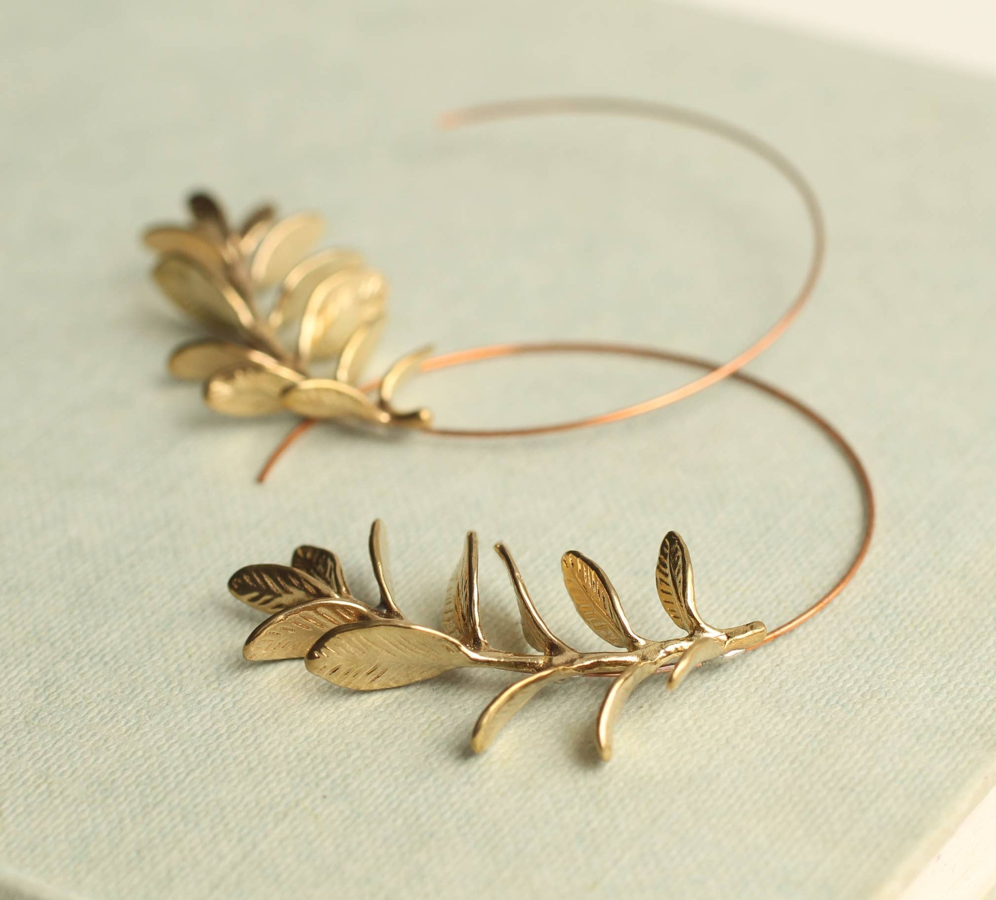 Rosemary Botanical Leaf Hoops - Box Turtle