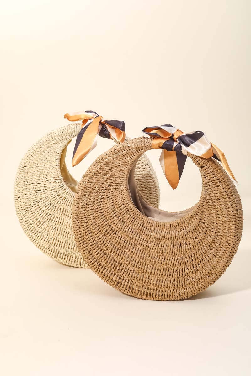 Round Straw Braided Circle Bag - Box Turtle