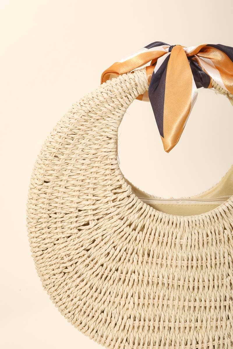 Round Straw Braided Circle Bag - Box Turtle
