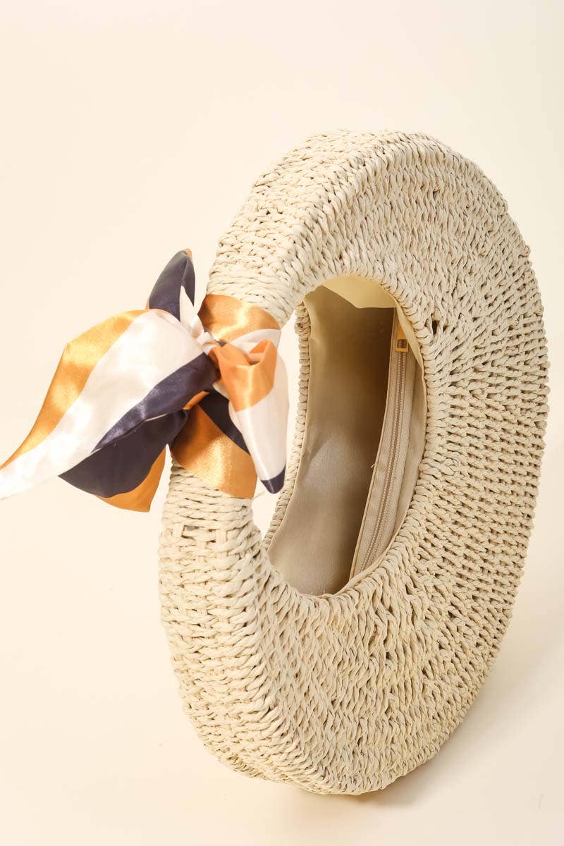 Round Straw Braided Circle Bag - Box Turtle