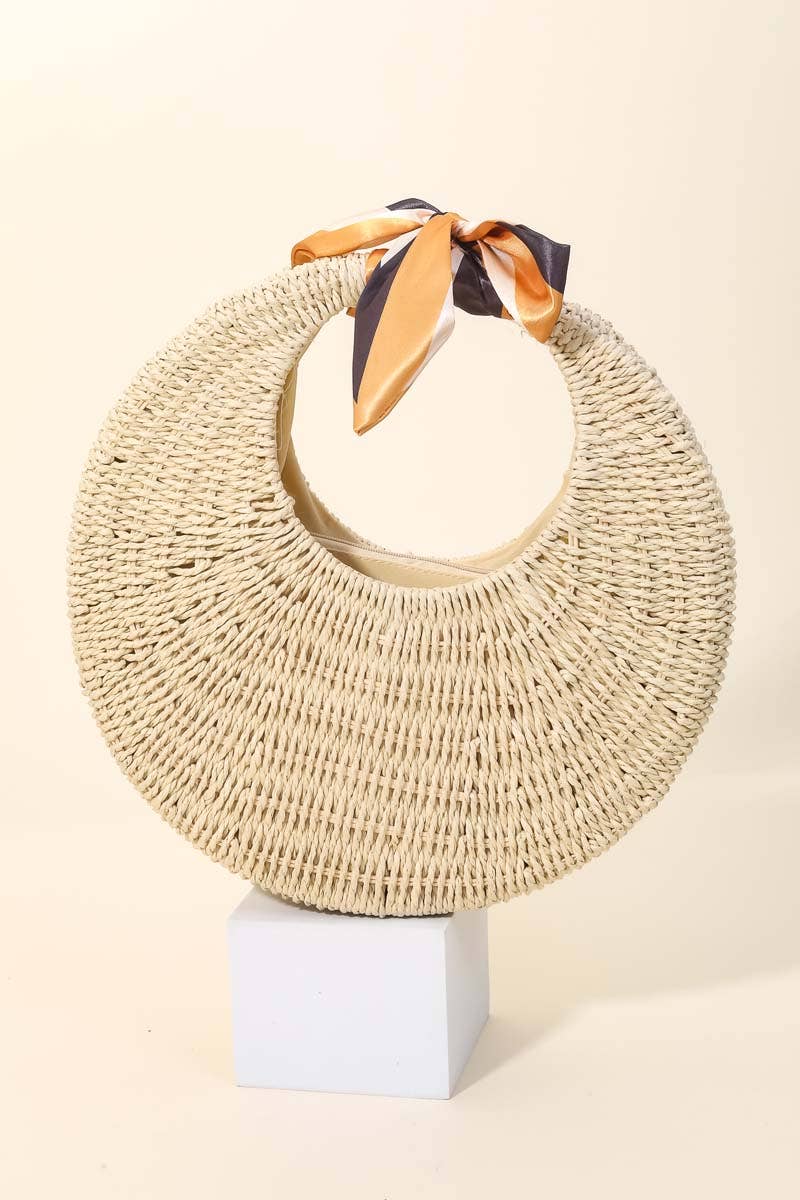 Round Straw Braided Circle Bag - Box Turtle
