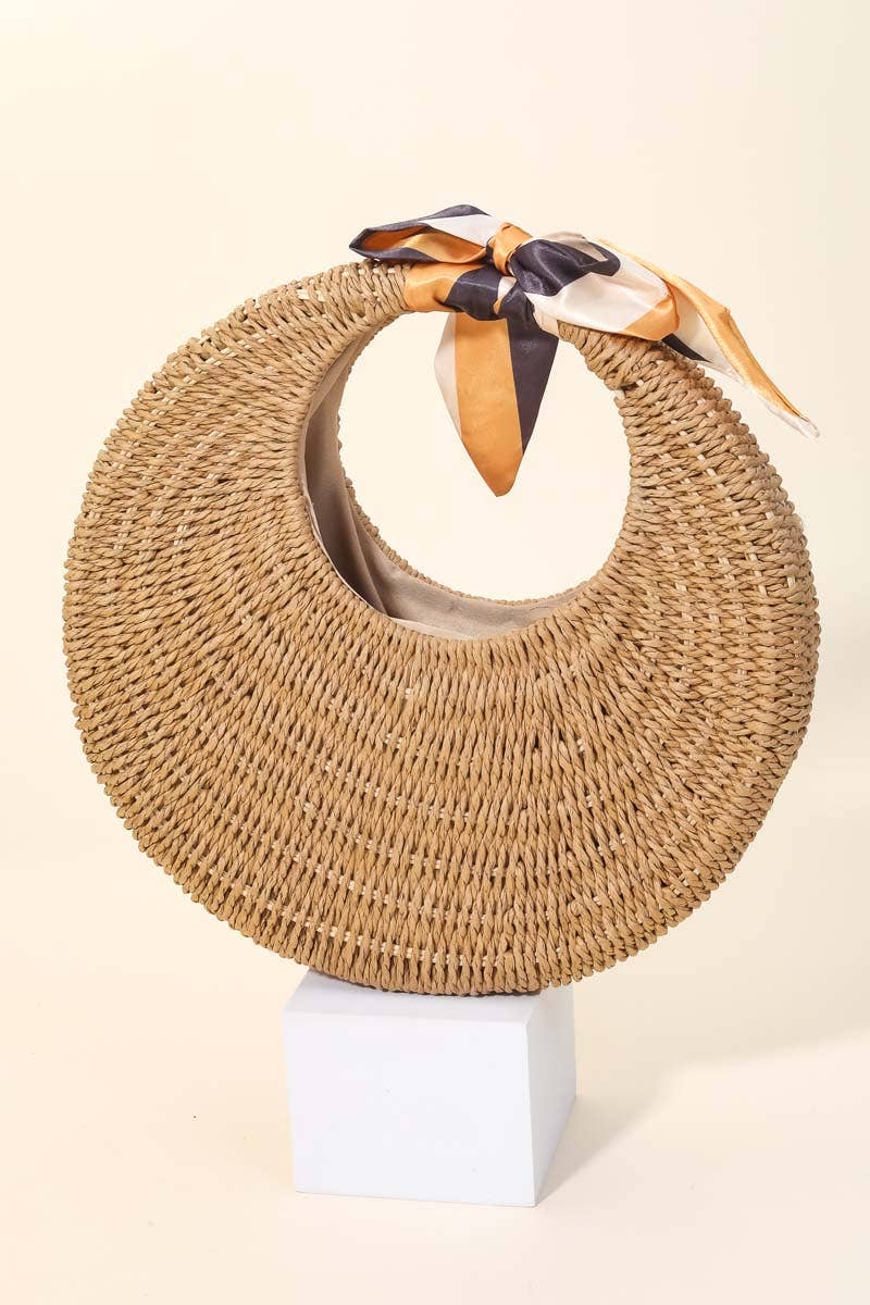 Round Straw Braided Circle Bag - Box Turtle