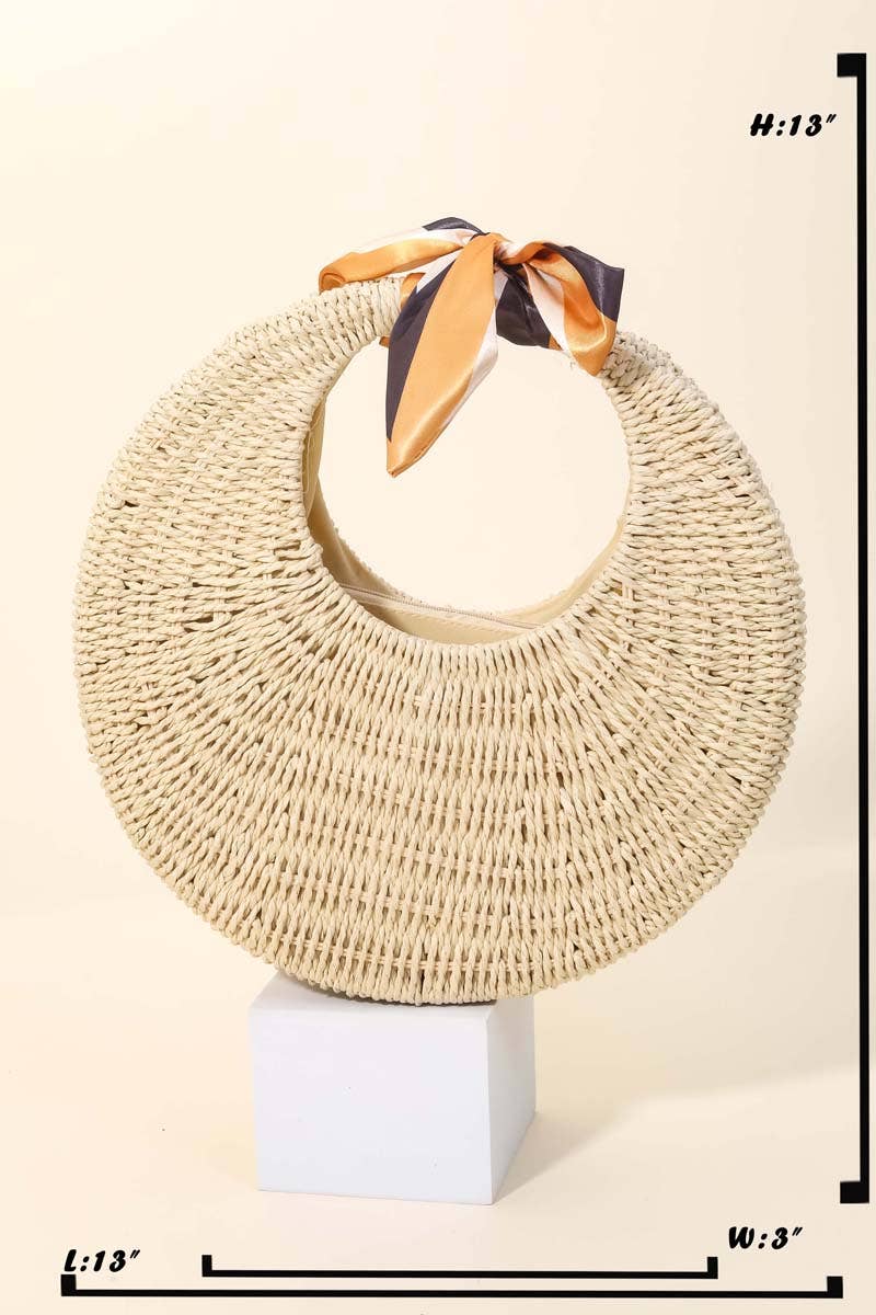Round Straw Braided Circle Bag - Box Turtle