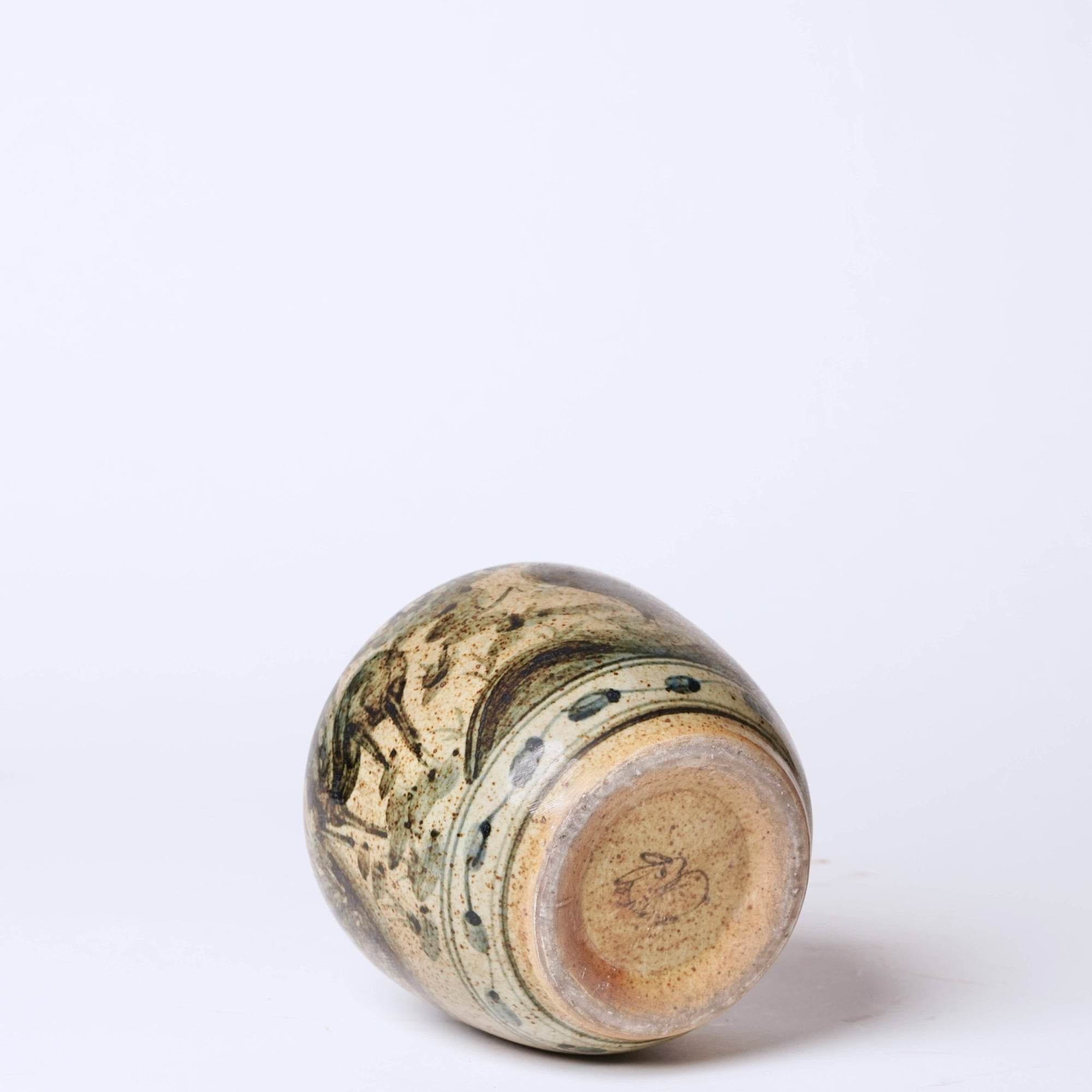 Rustic Porcelain Crane & Deer Small Round Vase - Box Turtle