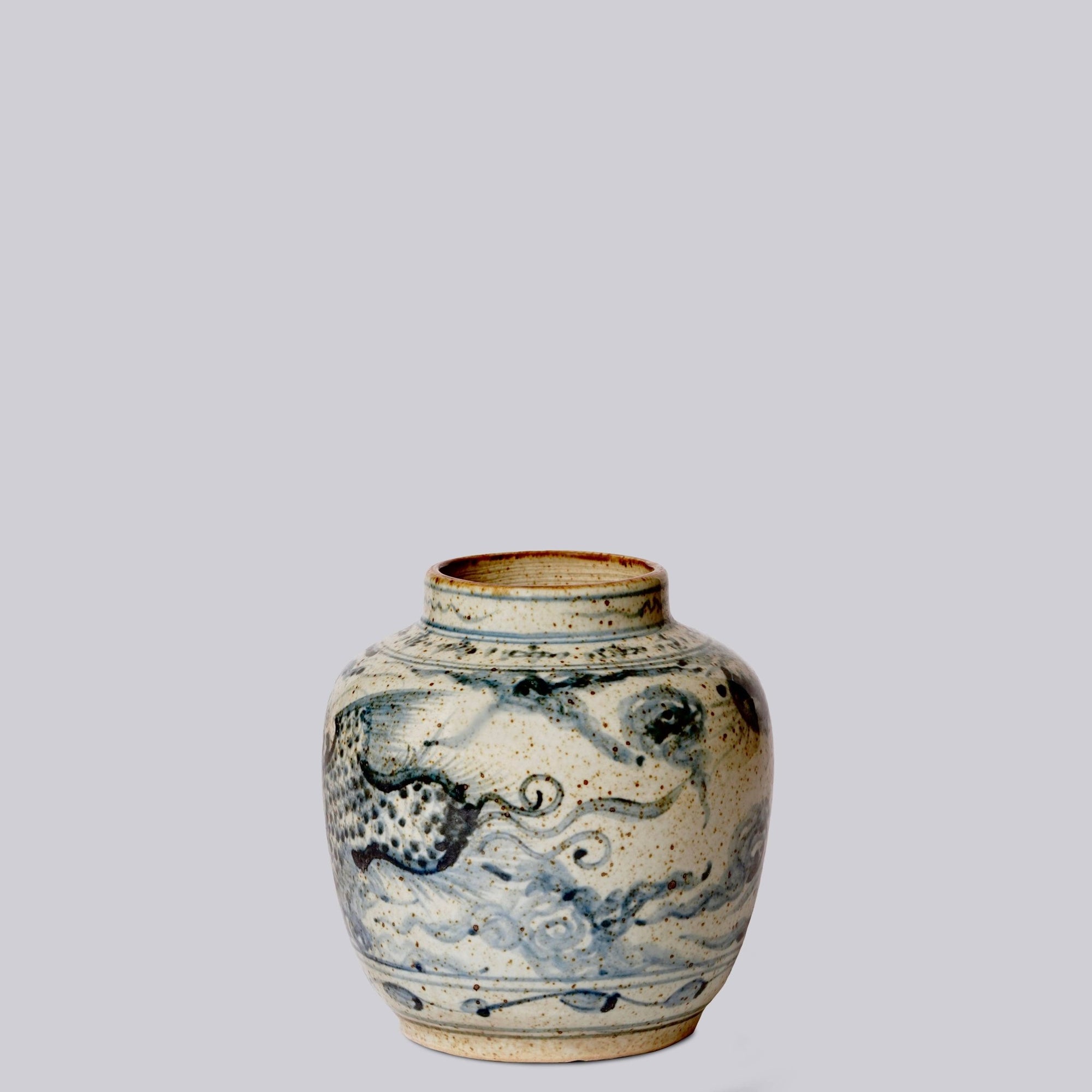 Rustic Porcelain Phoenix Small Round Vase - Box Turtle
